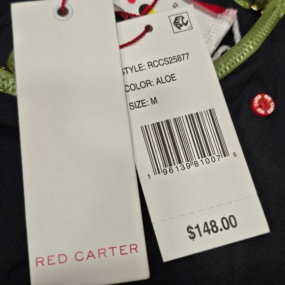 Red Carter Contrast-Trim Double-Strap One-Piece Swimsuit - Picture 7 of 9